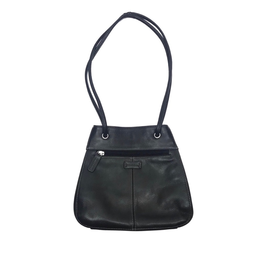 Fossil Black Leather Two-Strap Shoulder Bag